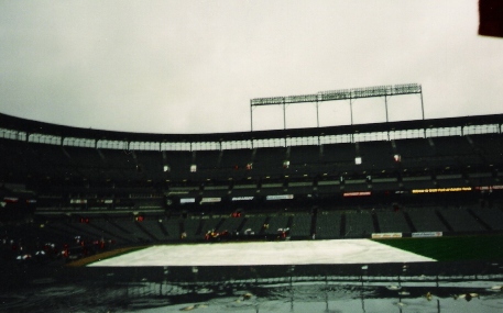 Tarp over the baseball field